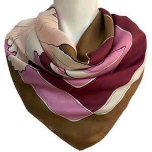 C’est Bien Japan Vintage Silk Scarf 🇯🇵– 1970s Floral Art Deco Print